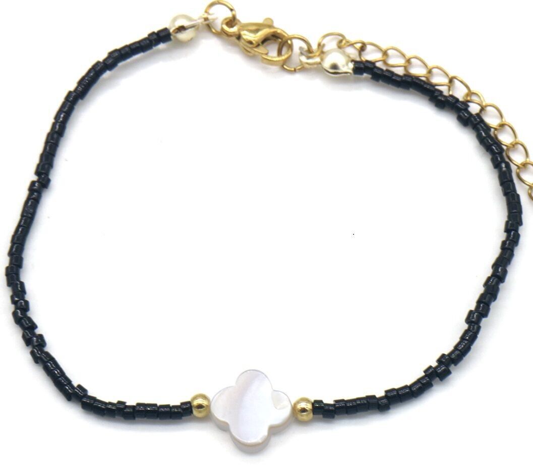 I-F15.2 B103-045-3 S.Bracciale in acciaio e perle di vetro Trifoglio