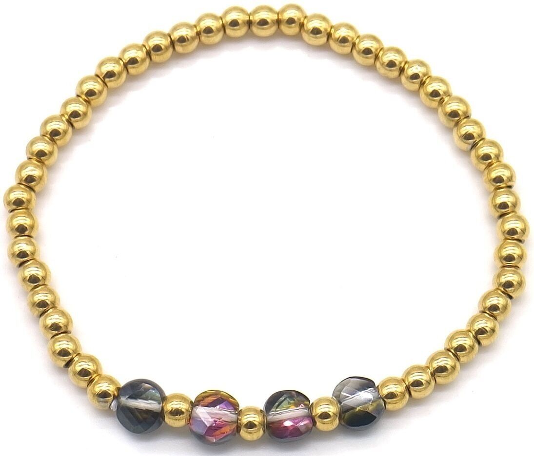 E-F15.3 B100-001-2 S.Bracciale in acciaio con perle di vetro