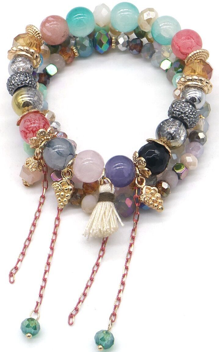 Sol-Si8.2 B1670-032-1 Bracciale in perle di vetro sfaccettate