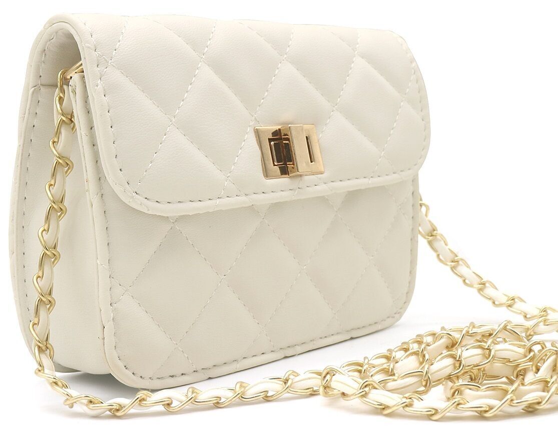 R-I6.1 BAG202-102 Borsa in PU a quadretti 17.5x13x5.5 cm Bianco