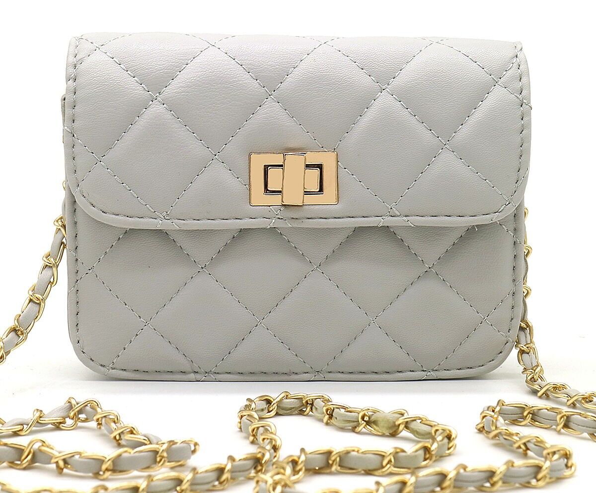 R-K6.1 BAG202-102 Borsa in PU a quadretti 17.5x13x5.5 cm Grigio