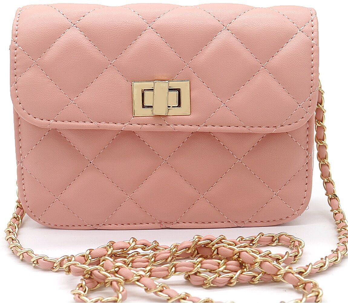R-G6.1 BAG202-102 Borsa in PU a quadretti 17.5x13x5.5 cm Rosa