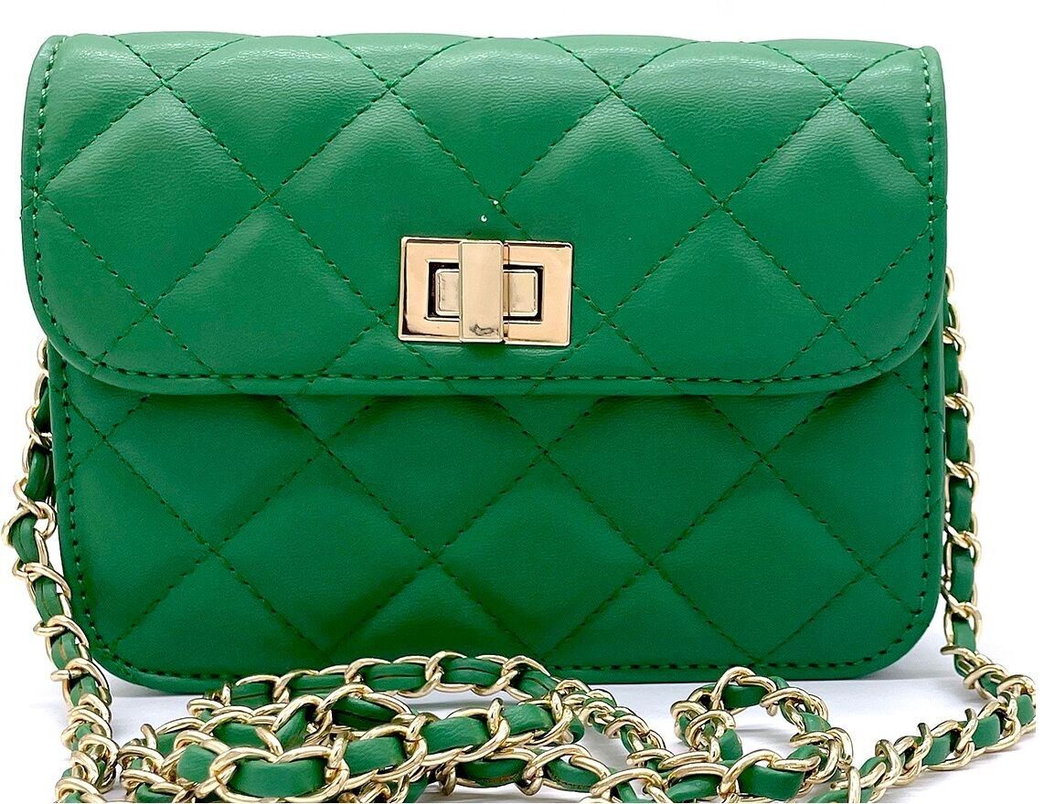 R-J2.1 BAG202-102 Borsa in PU a quadretti 17.5x13x5.5 cm Verde