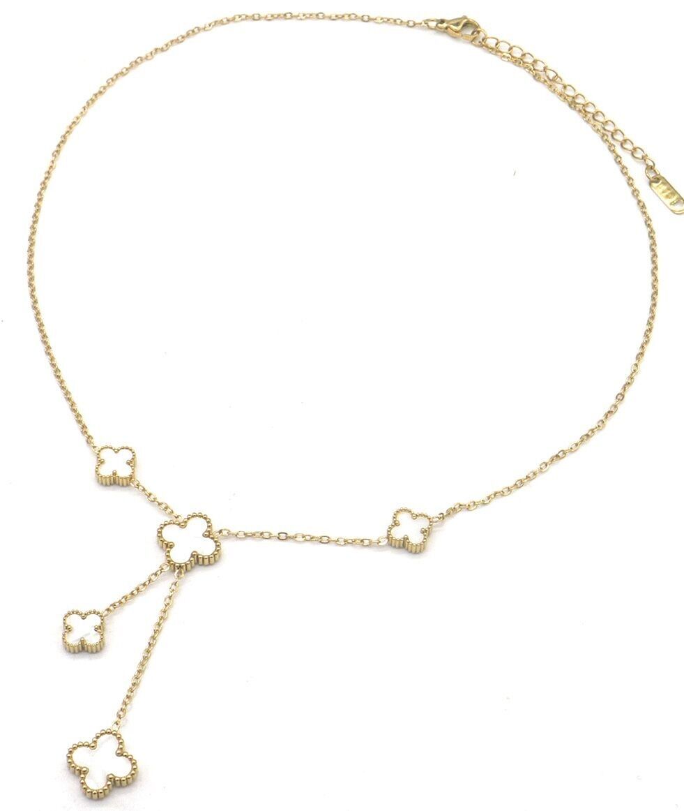 H-F24.1 N089-023G S.Collana in acciaio Trifogli MOP