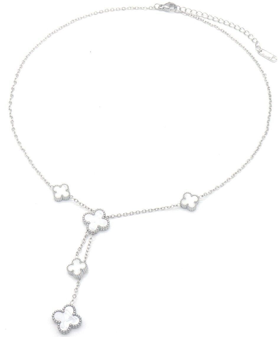 H-A9.3 N089-023S S.Collana in acciaio Trifogli MOP