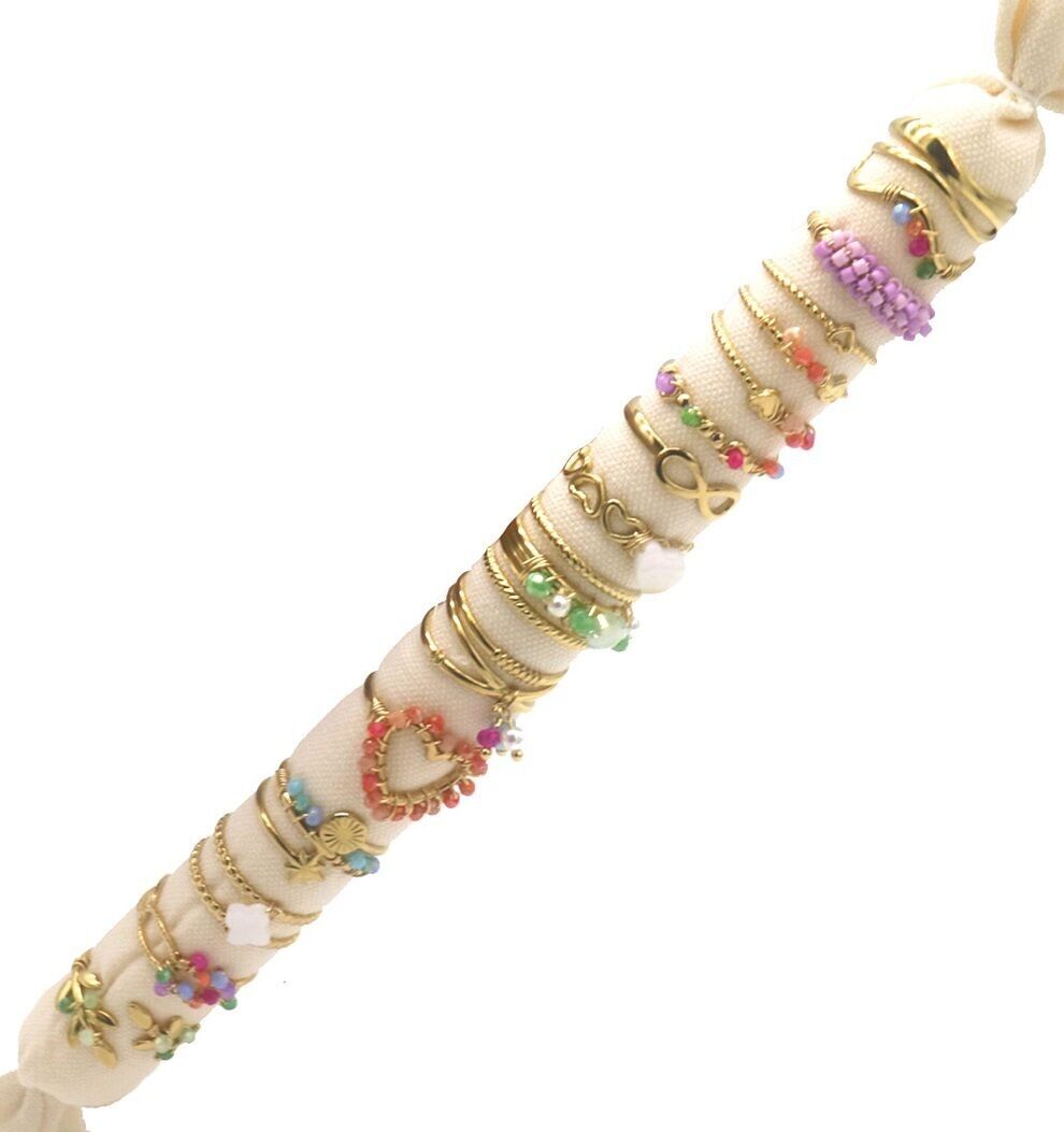 J-F11.1 R221-313 S.Set di anelli in acciaio multicolore - 12 pezzi regolabili