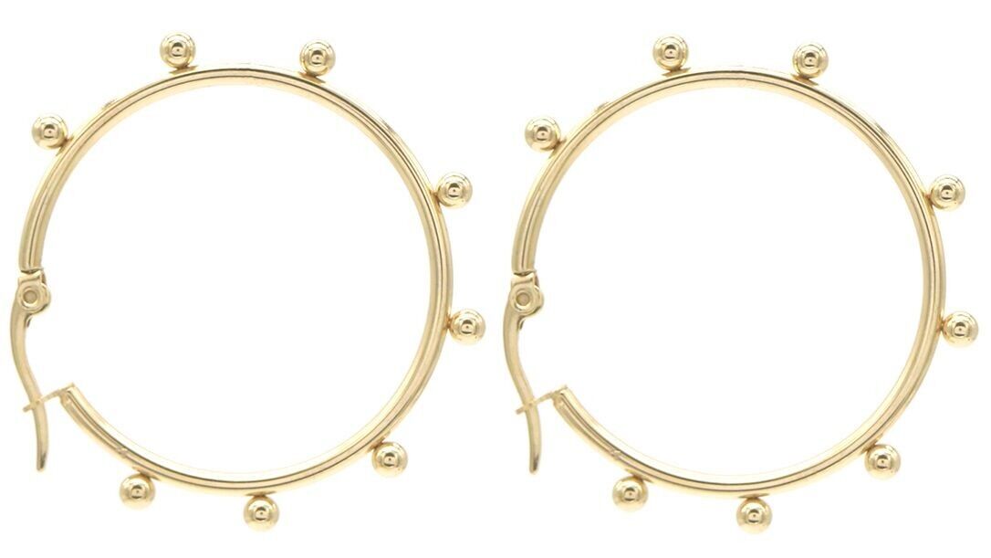 I-A7.1 E2138-009G S. Orecchini in acciaio con palline 3.5cm Oro