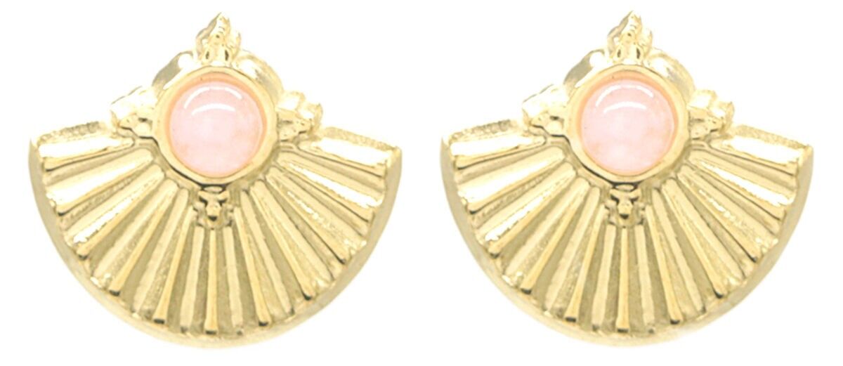 B-E20.4 E031-001G Orecchini S. Acciaio con Pietra 2.5x1.3cm