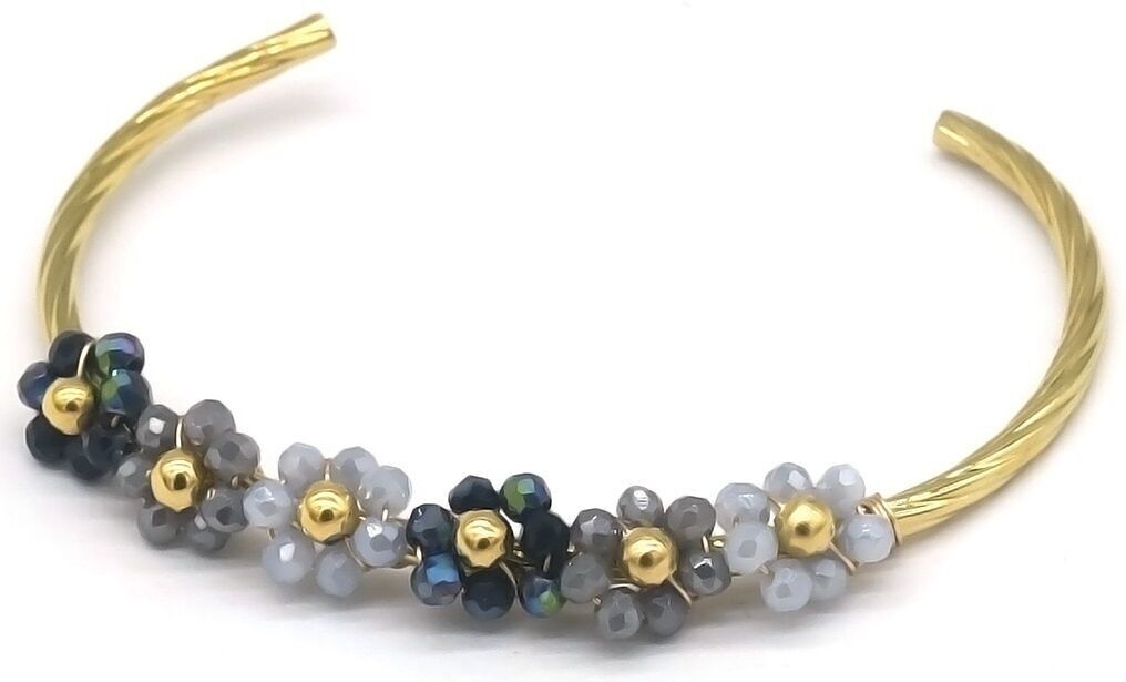 D-F2.1 B221-490-3 S.Braccialetto in acciaio con fiori