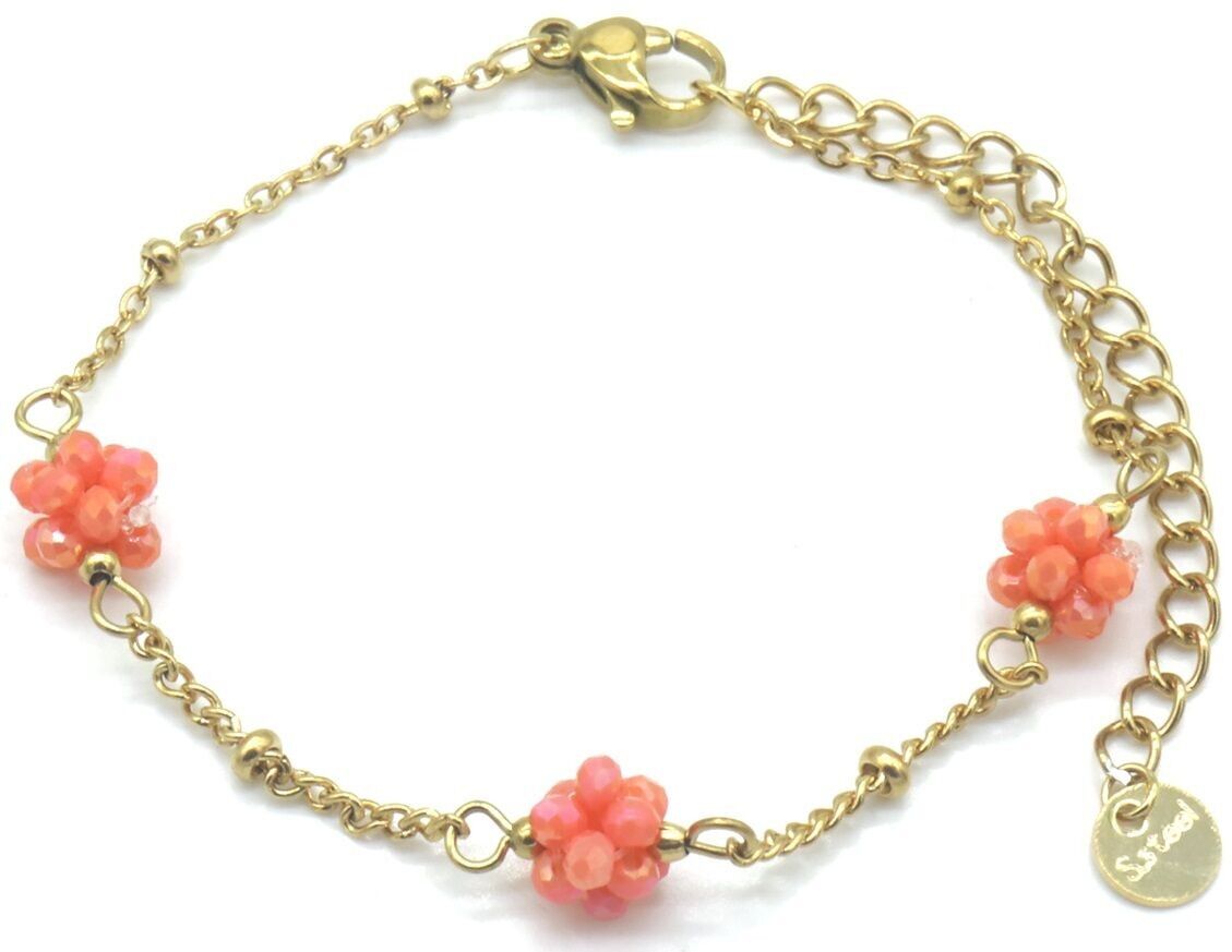 B-A18.1 B2457-007G S.Stahlarmband Glasperlen