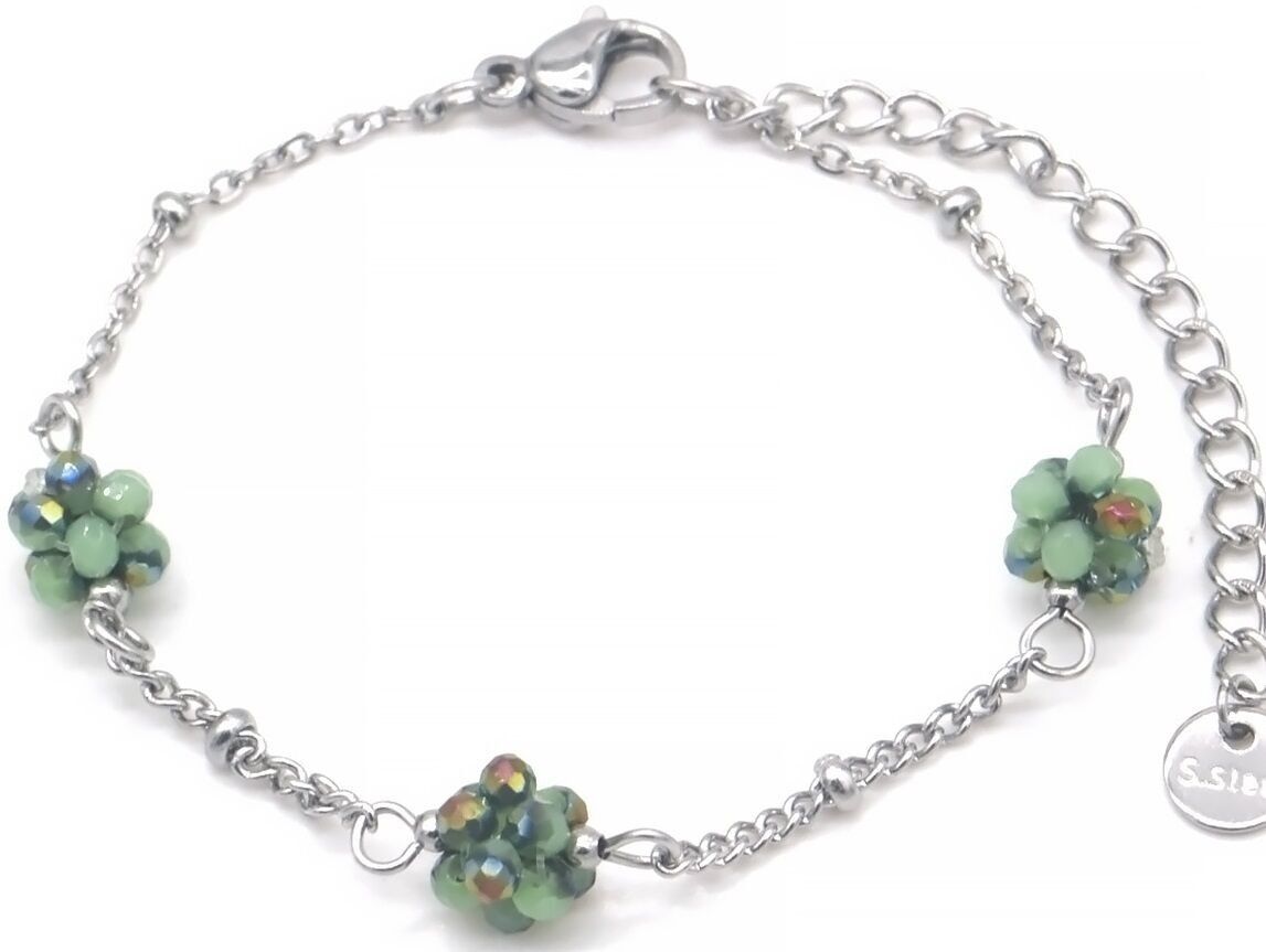 A-C5.1 B2457-007S-3 S.Stahlarmband Glasperlen