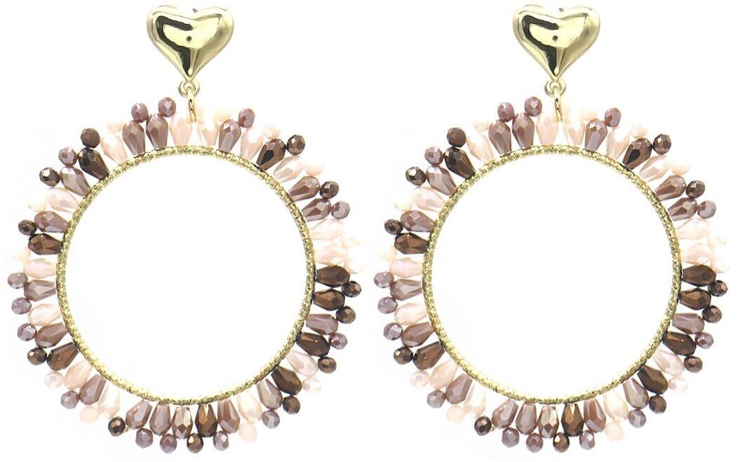 C-D22.3 E007-053-3 Ohrringe Facettierte Glasperlen 6x5cm