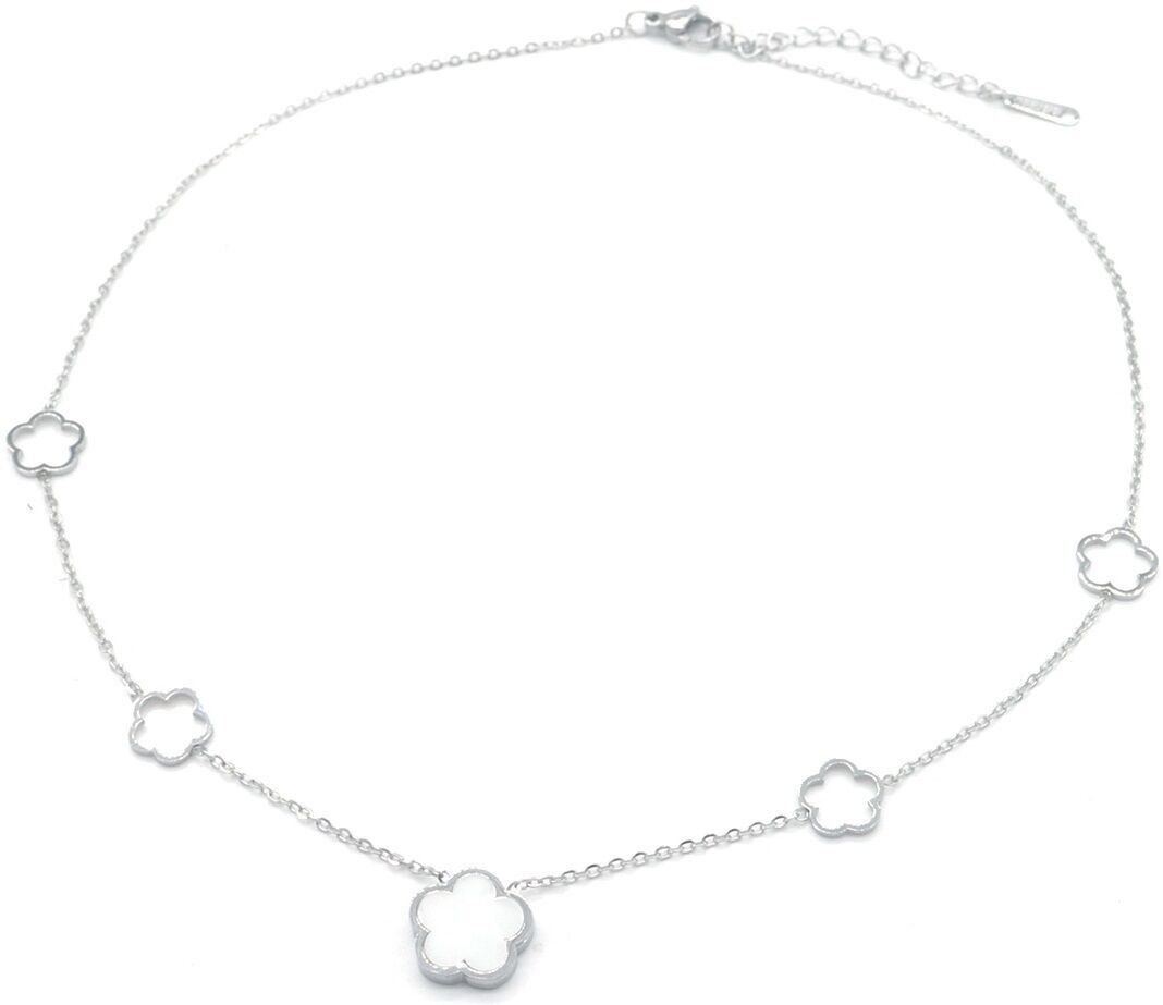 C-D20.4 N089-028S S.Stahl Halskette Blumen MOP