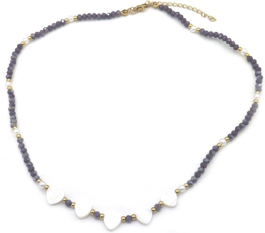 G-C21.3 B100-011-3 S.Stahlkette Glasperlen Herzen