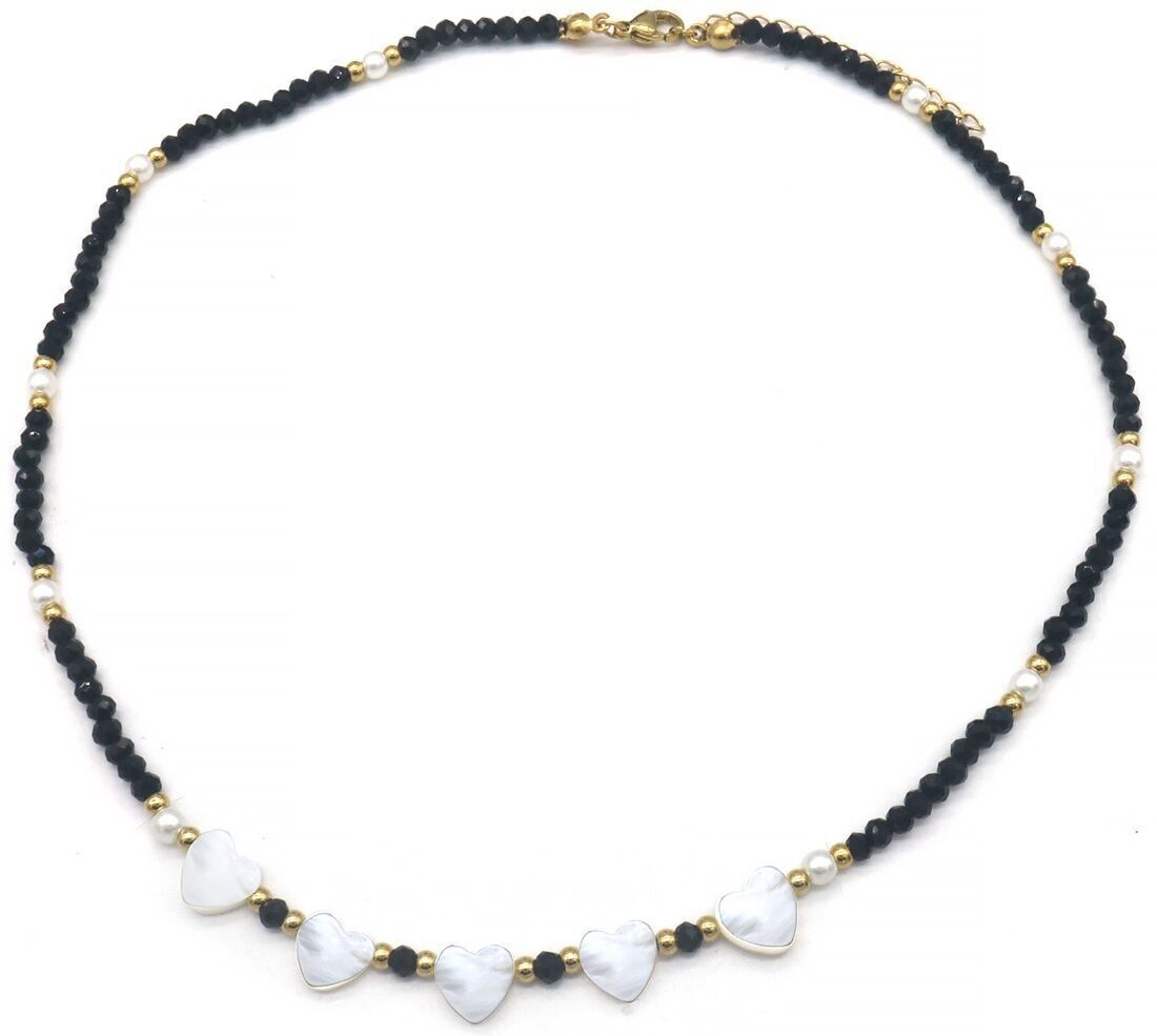 B-E15.3 B100-011-2 S.Stahlkette Glasperlen Herzen