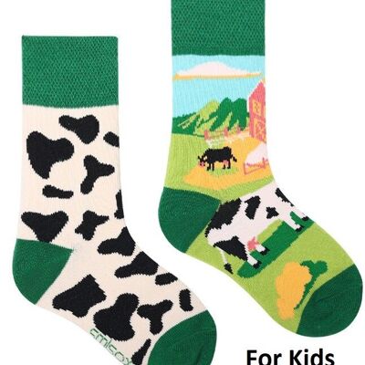 S-H3.2 SOCK2461-001 Socks Size 33-38 Cow For Kids