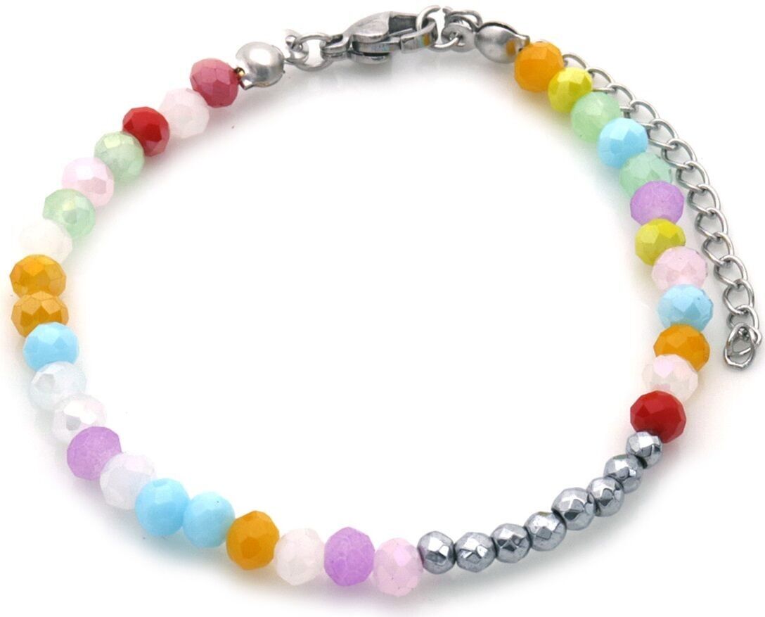 B-A1.1 B100-143S S.Bracciale in acciaio con perle di vetro