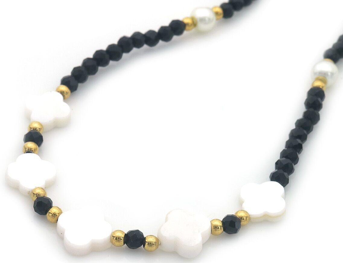 I-F3.2 N100-021G S.Collana in acciaio e perle di vetro