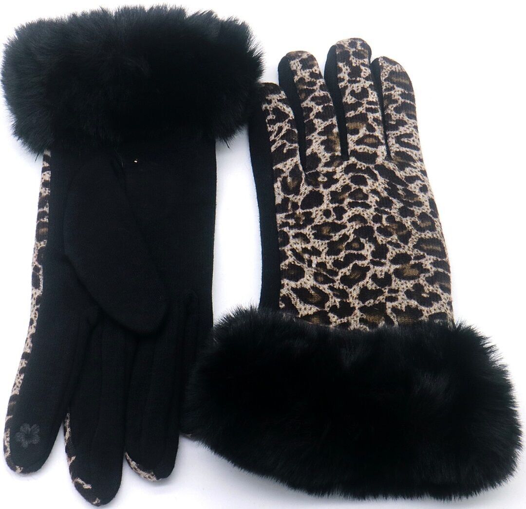 Q-L8.2 GLOVE501-011-1 Guanti in pelliccia sintetica leopardata