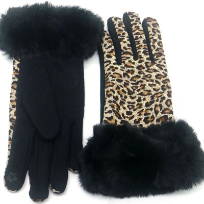 R-B8.2 GLOVE501-011-2 Gloves Leopard Faux Fur