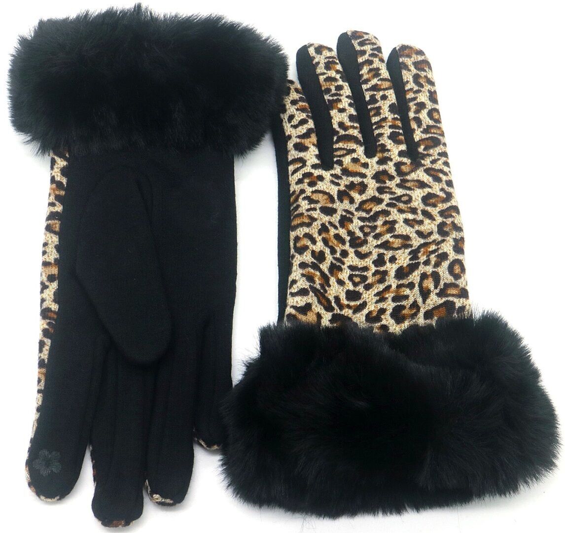 R-B8.2 GLOVE501-011-2 Guanti in pelliccia sintetica leopardata