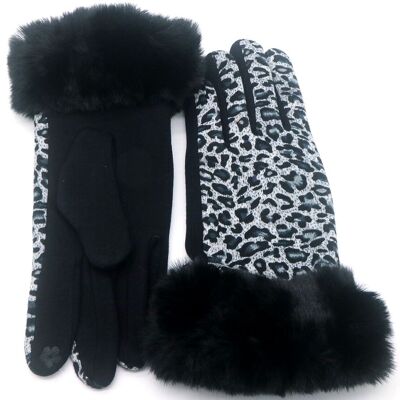Q-K8.2 GLOVE501-011-3 Gloves Leopard Faux Fur