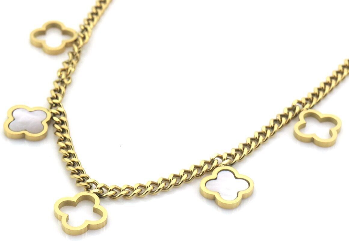 D-E11.1 N091-032G S.Collana in acciaio Trifogli MOP