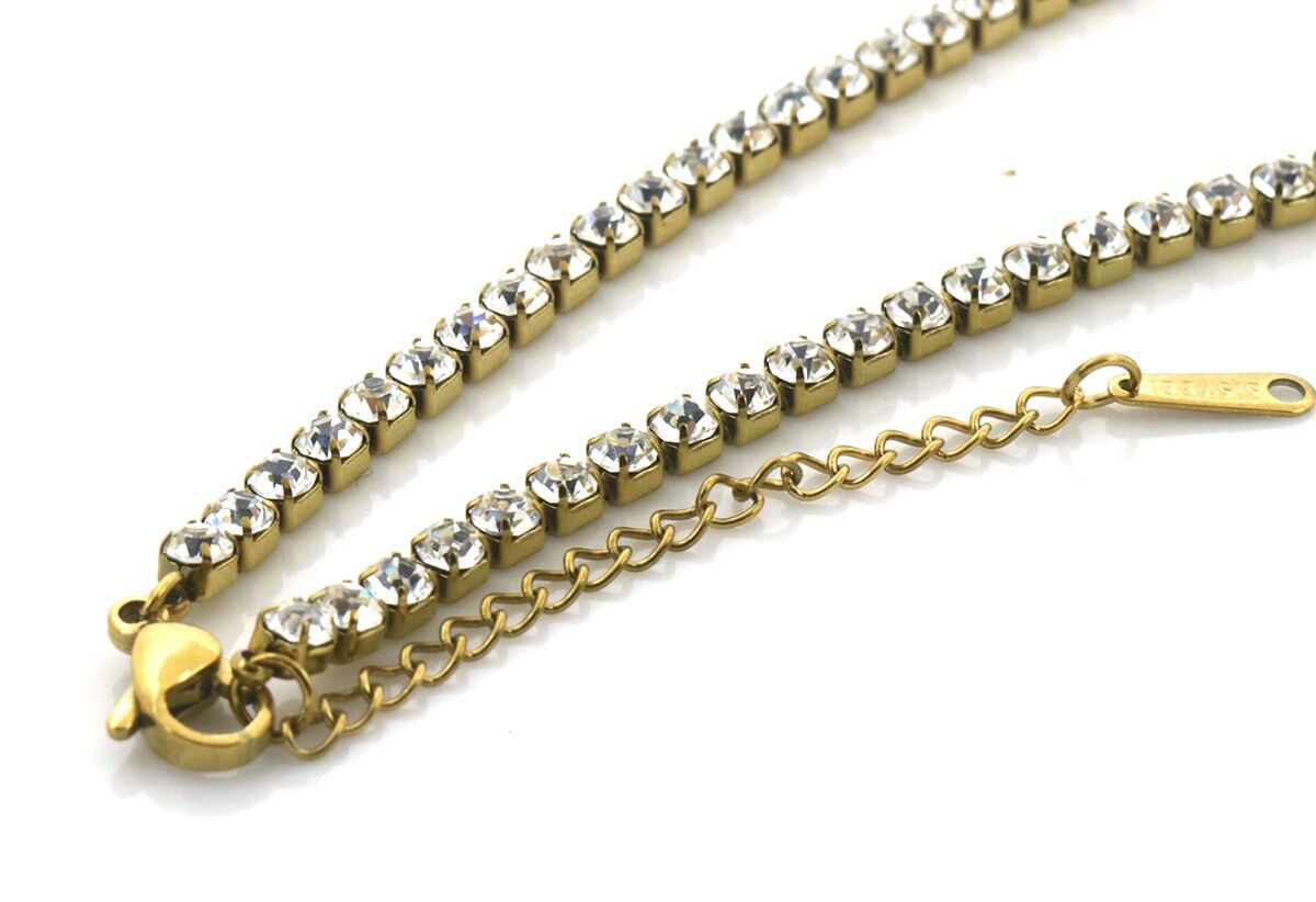 H-F11.1 N091-123G S.Collana in acciaio con cristalli