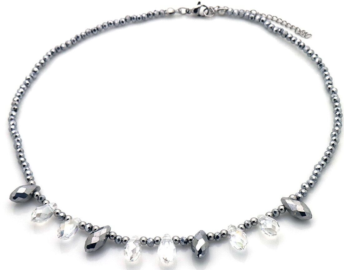 I-C16.1 N100-035S S.Collana in acciaio e perle di vetro