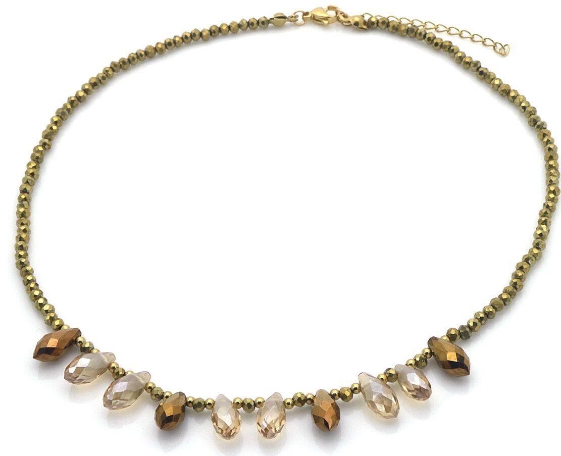 G-F12.2 N100-035G S.Collana in acciaio e perle di vetro