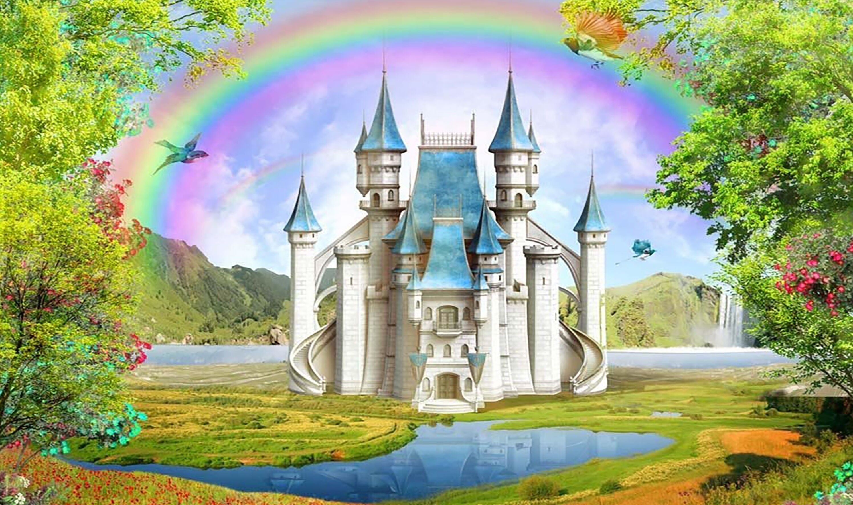 T-H2.2 MR25411 Diamond Painting - Tela 30x20cm - Dipinto 25x15cm Castello