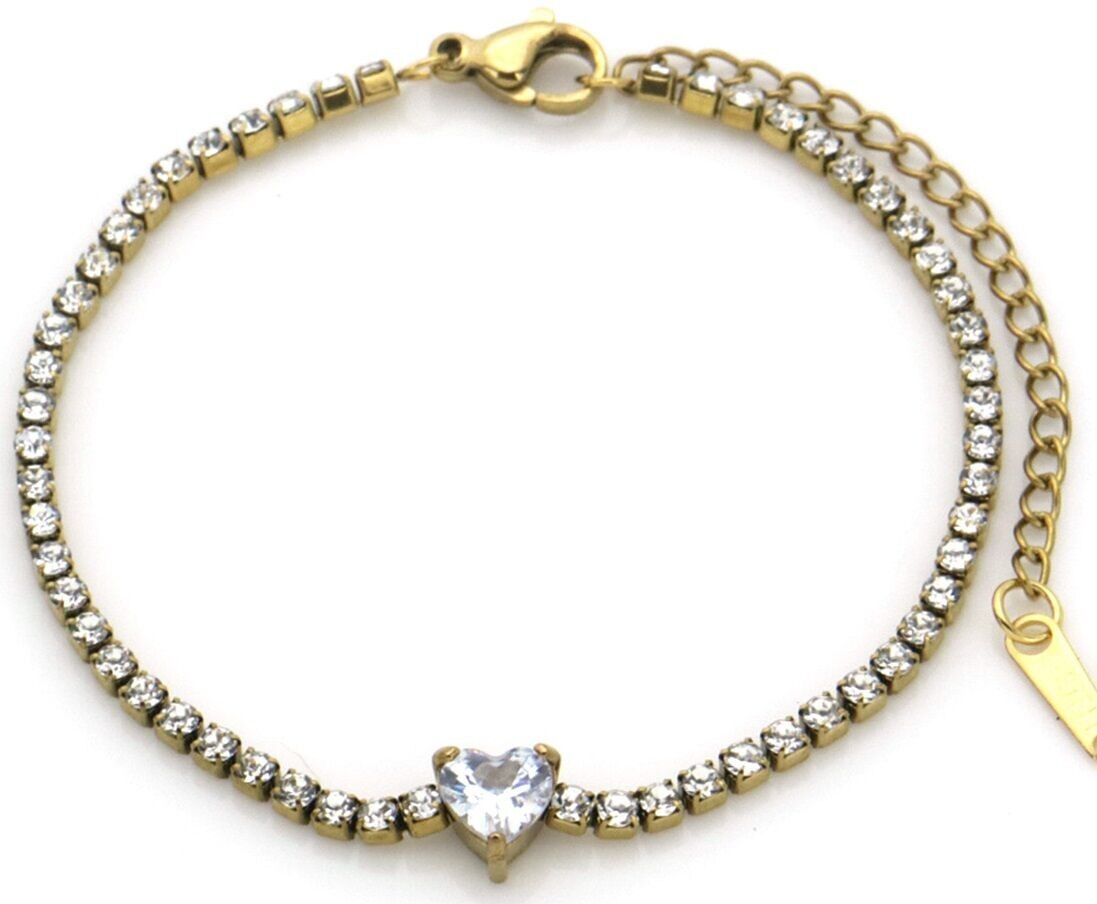 C-D5.5 B926-002G S.Bracciale in acciaio con cristalli a forma di cuore