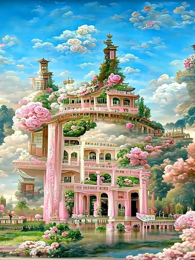 Q-C1.1 DP24080304 Diamond Painting - Tela 50x40cm - Dipinto 45x35cm Paesaggio