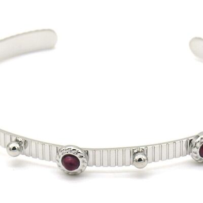 B-B8.2 B010-008S S. Steel Bangle with Purple Stone