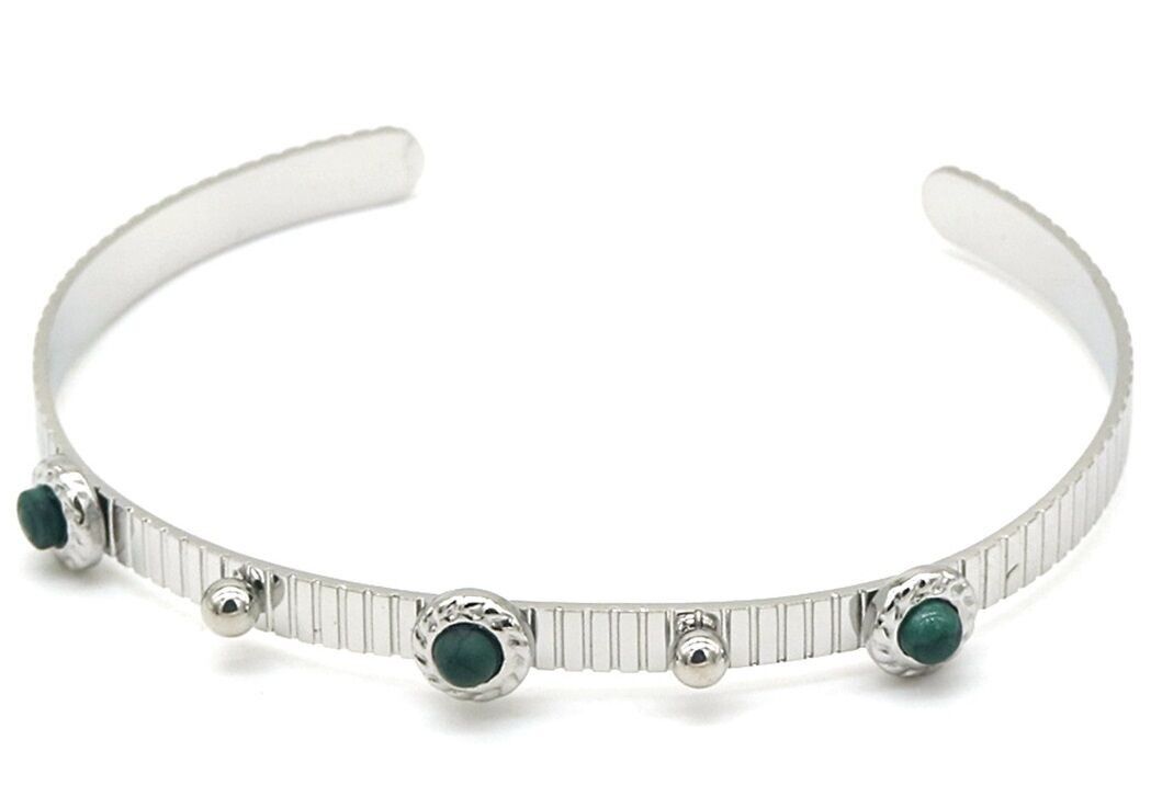 E-A2.1 B010-008S S.Bracciale in acciaio con pietra verde
