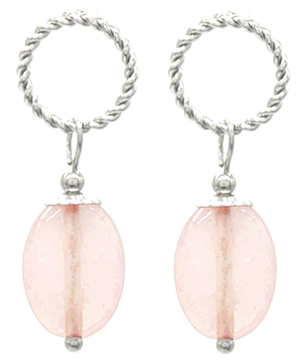 A-B17.5 E031-064S S. Orecchino in acciaio Quarzo rosa 3x1cm