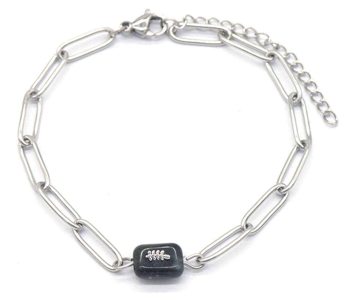 H-D19.2 B031-019S S.Bracciale in acciaio Piuma - Pietra