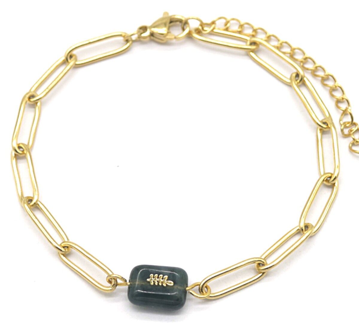 A-F19.2 B031-019G S.Bracciale in acciaio Piuma - Pietra