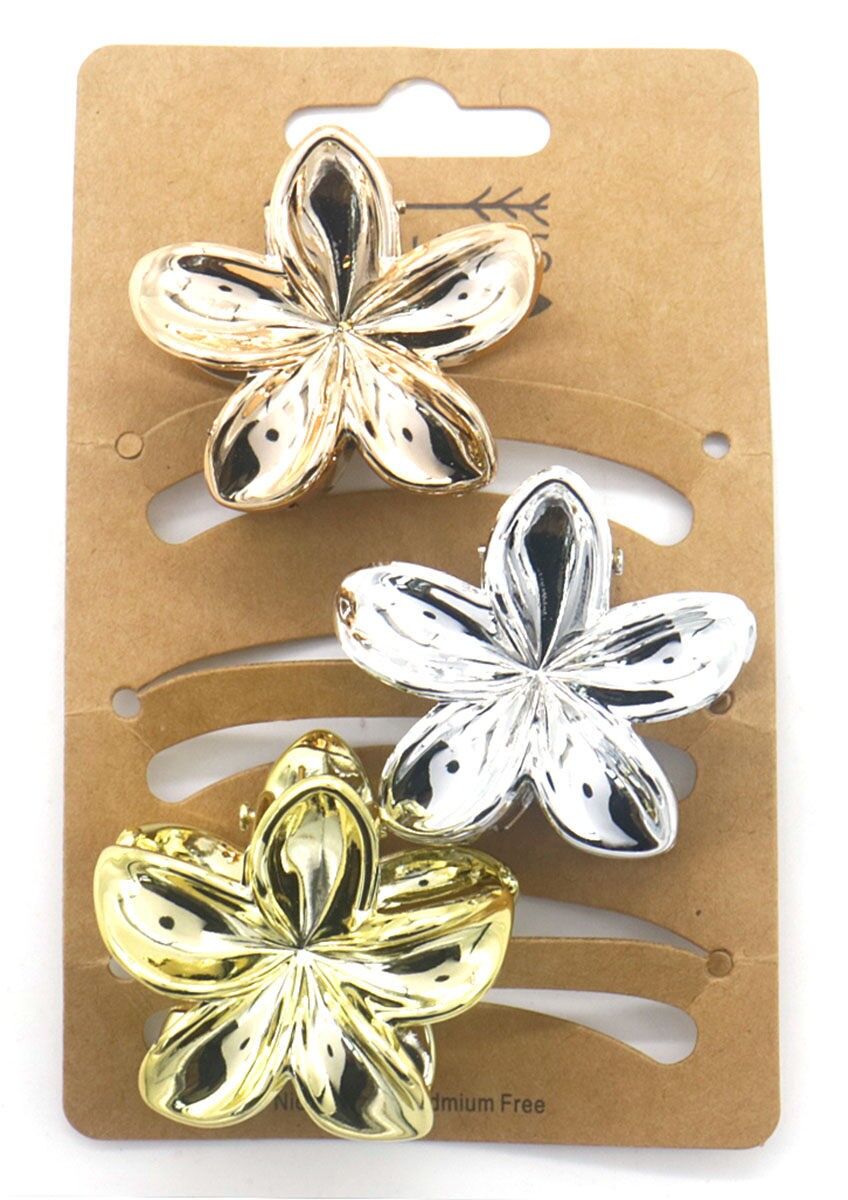 Y-A5.1 H819-019 Set di fermagli per capelli a forma di fiore 4 cm - 3 pezzi