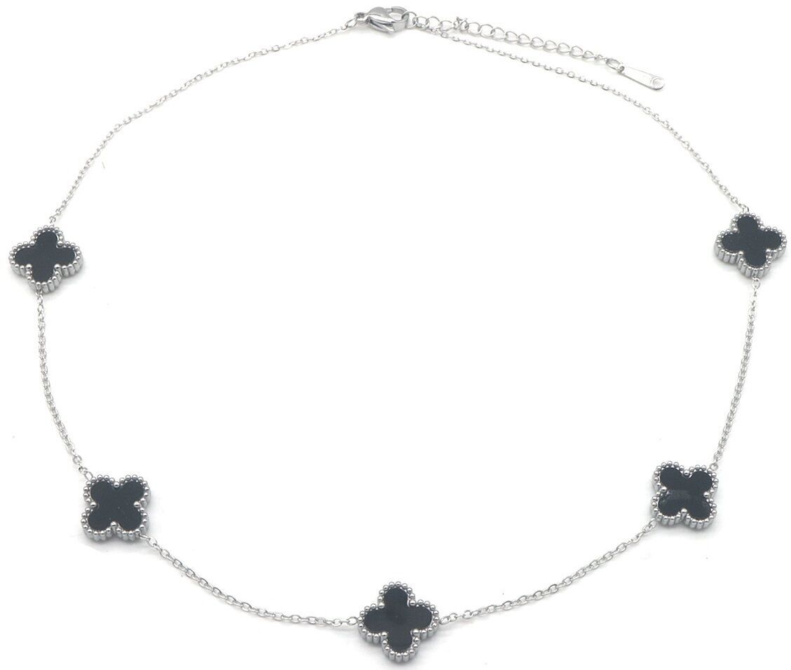 B-B16.2 N089-008S S.Collana in acciaio con quadrifogli