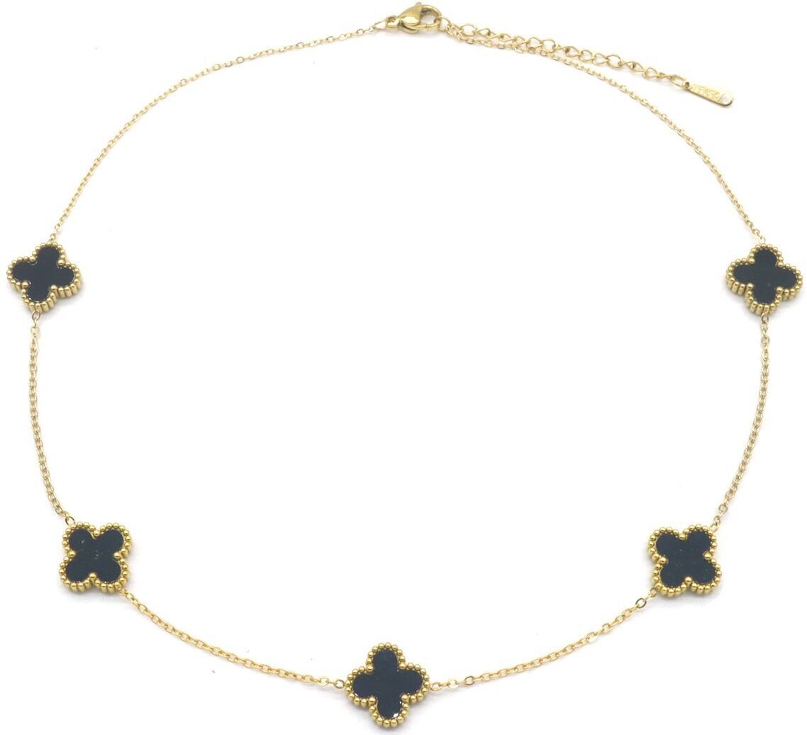 B-A2.3 N089-008G S.Collana in acciaio con quadrifogli