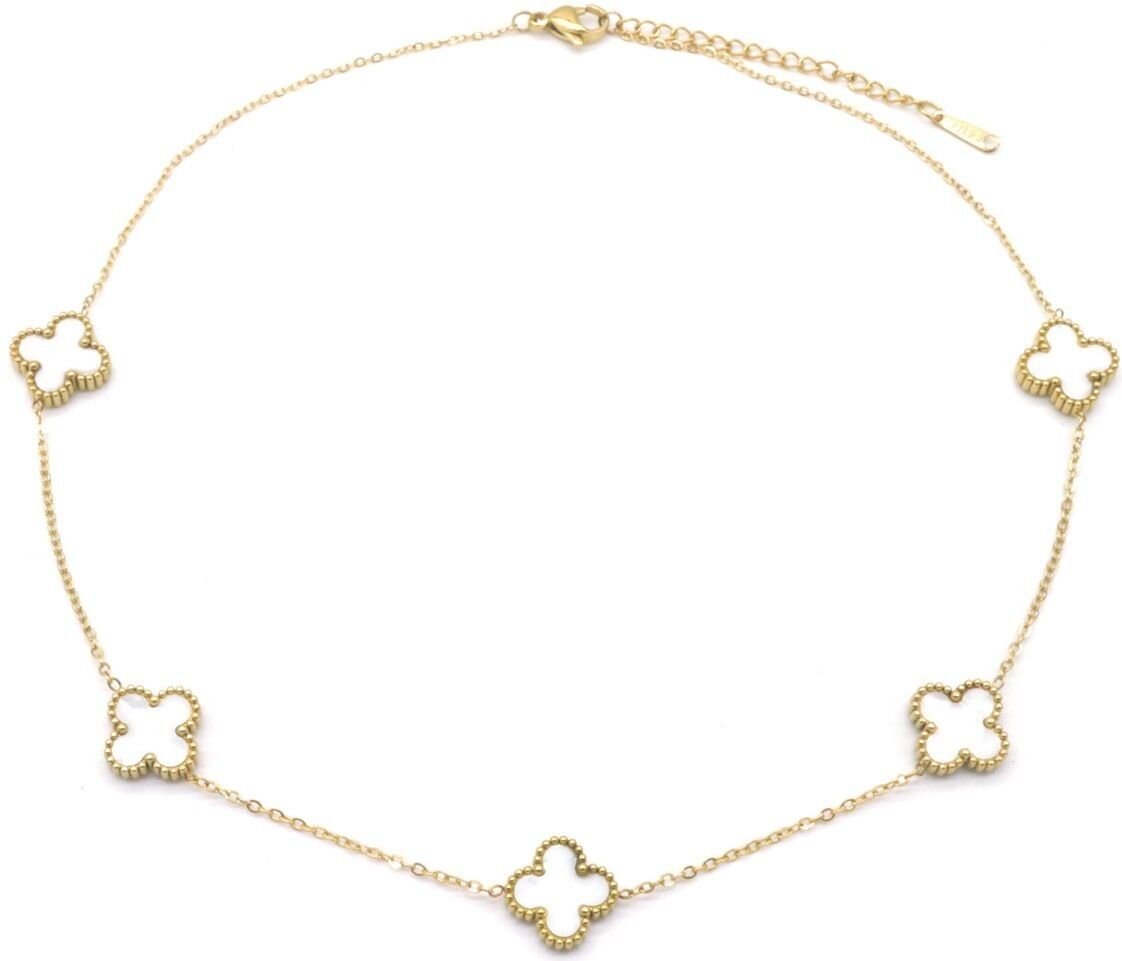 C-A15.3 N089-008G S.Collana in acciaio Trifogli MOP