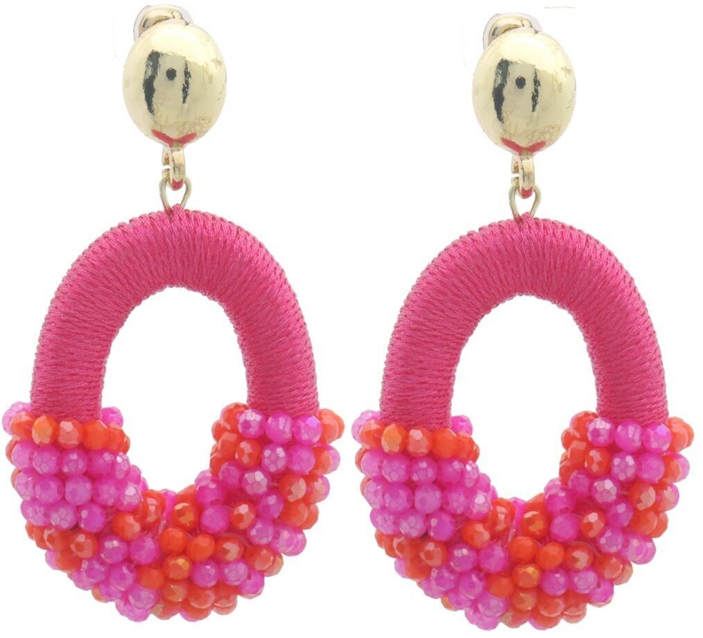 B-D13.1 E007-060-3 Orecchini in perle di vetro sfaccettate 4.5×2.8 cm