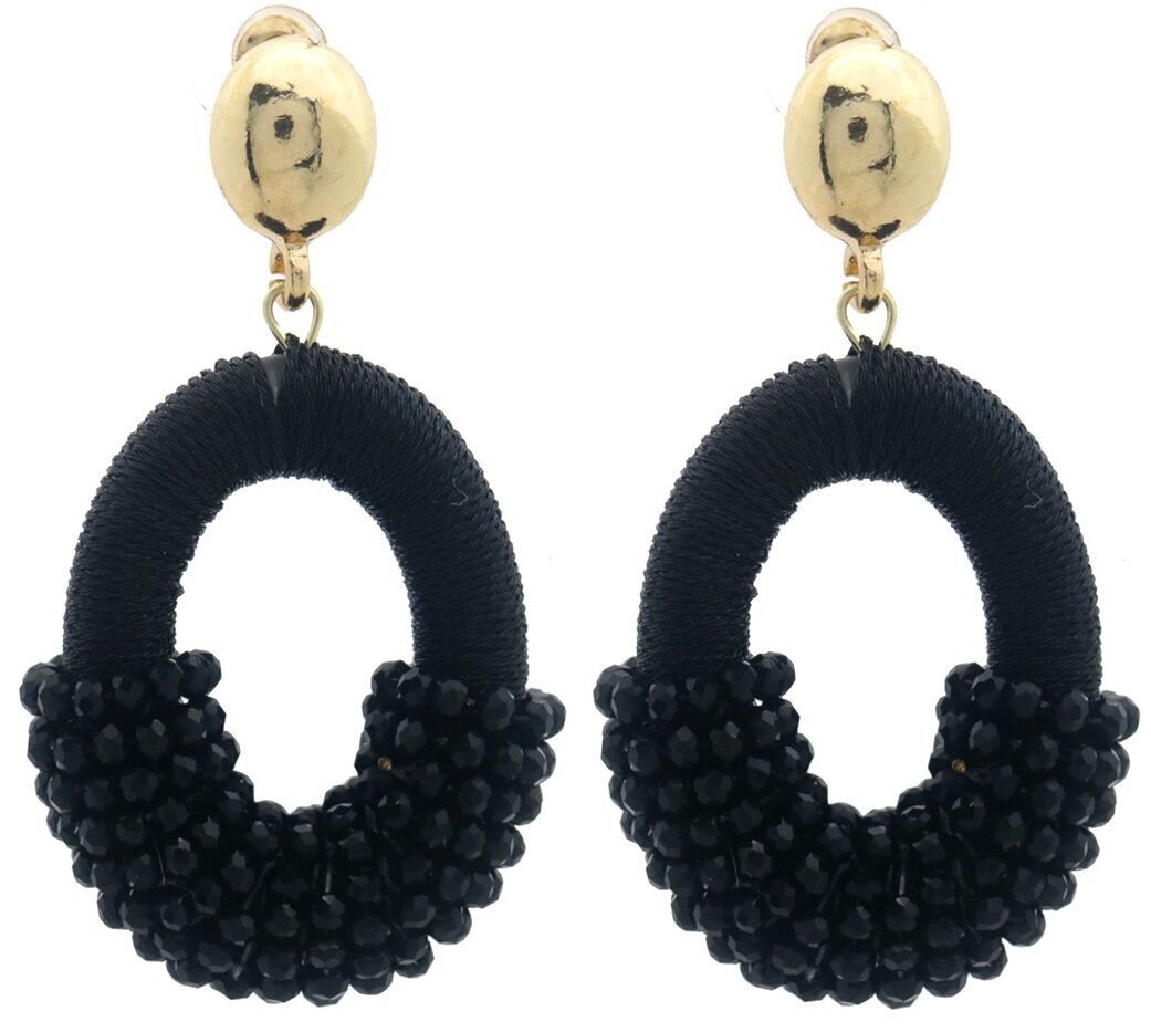 E-B25.2 E007-060-1 Orecchini in perle di vetro sfaccettate 4.5×2.8 cm