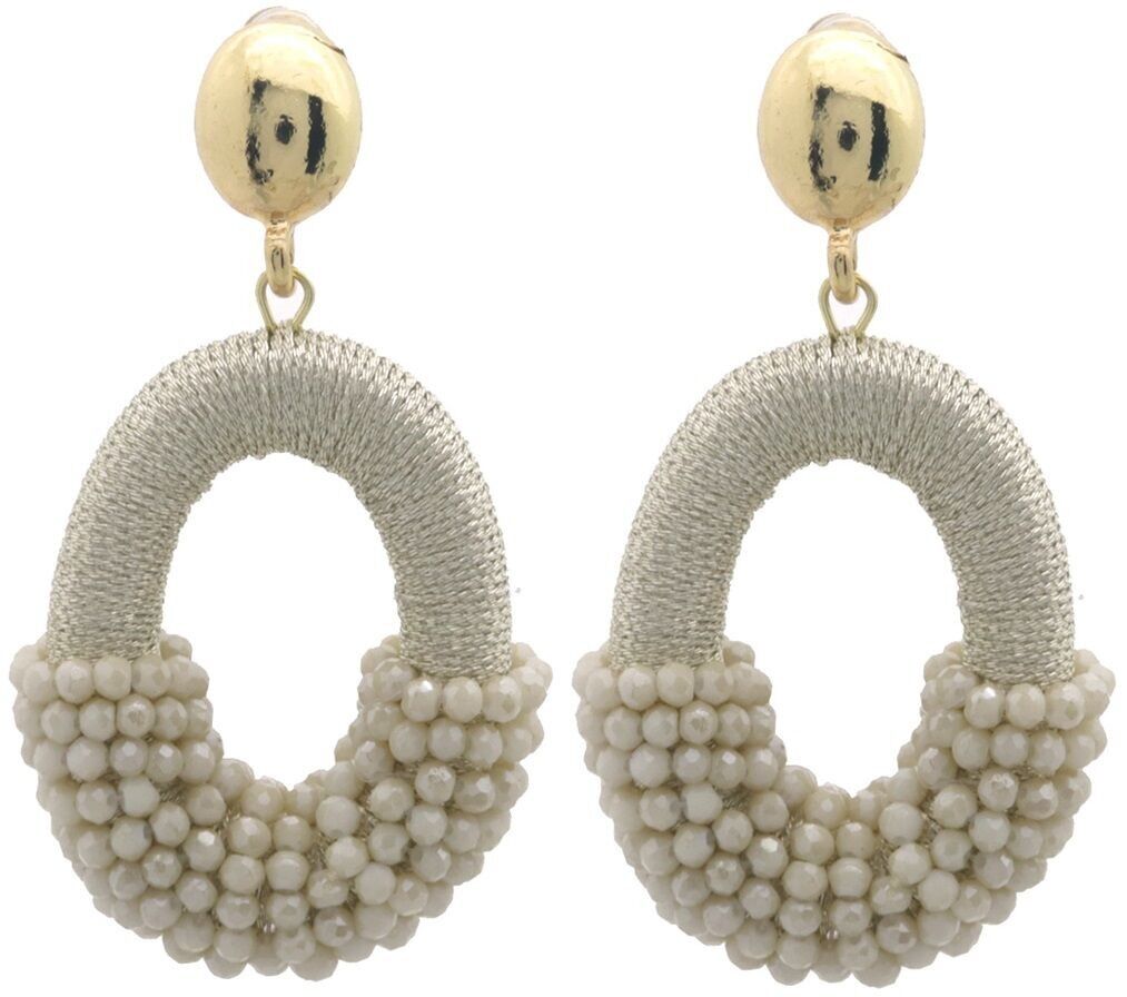 C-B25.1 E007-060-4 Orecchini in perle di vetro sfaccettate 4.5×2.8 cm