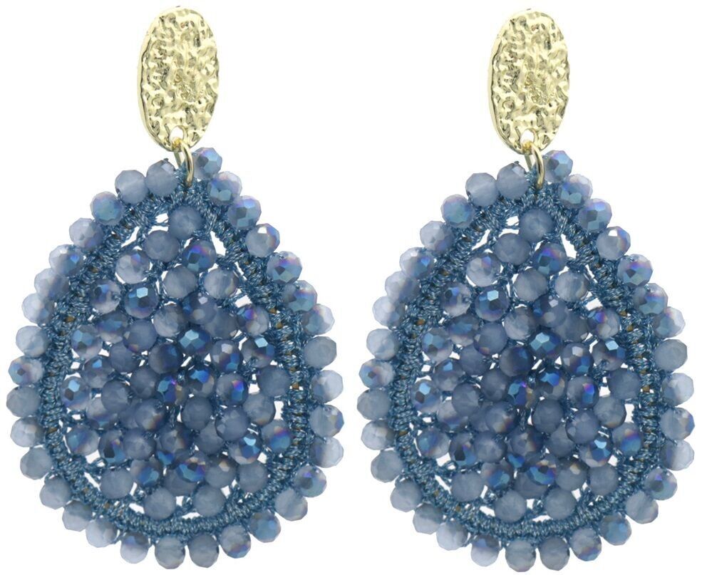 G-B24.2 E007-059-4 Orecchini con perle di vetro sfaccettato 7x4cm