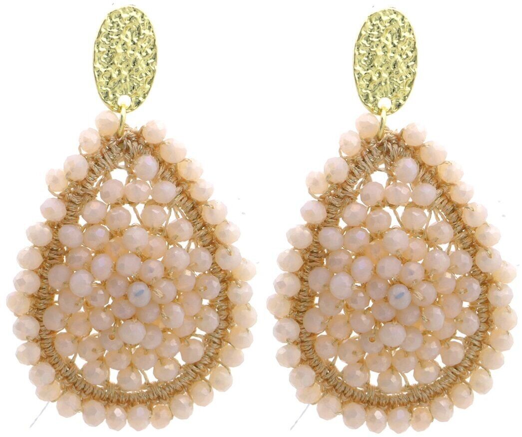 G-E12.2 E007-059-2 Orecchini con perle di vetro sfaccettato 7x4cm