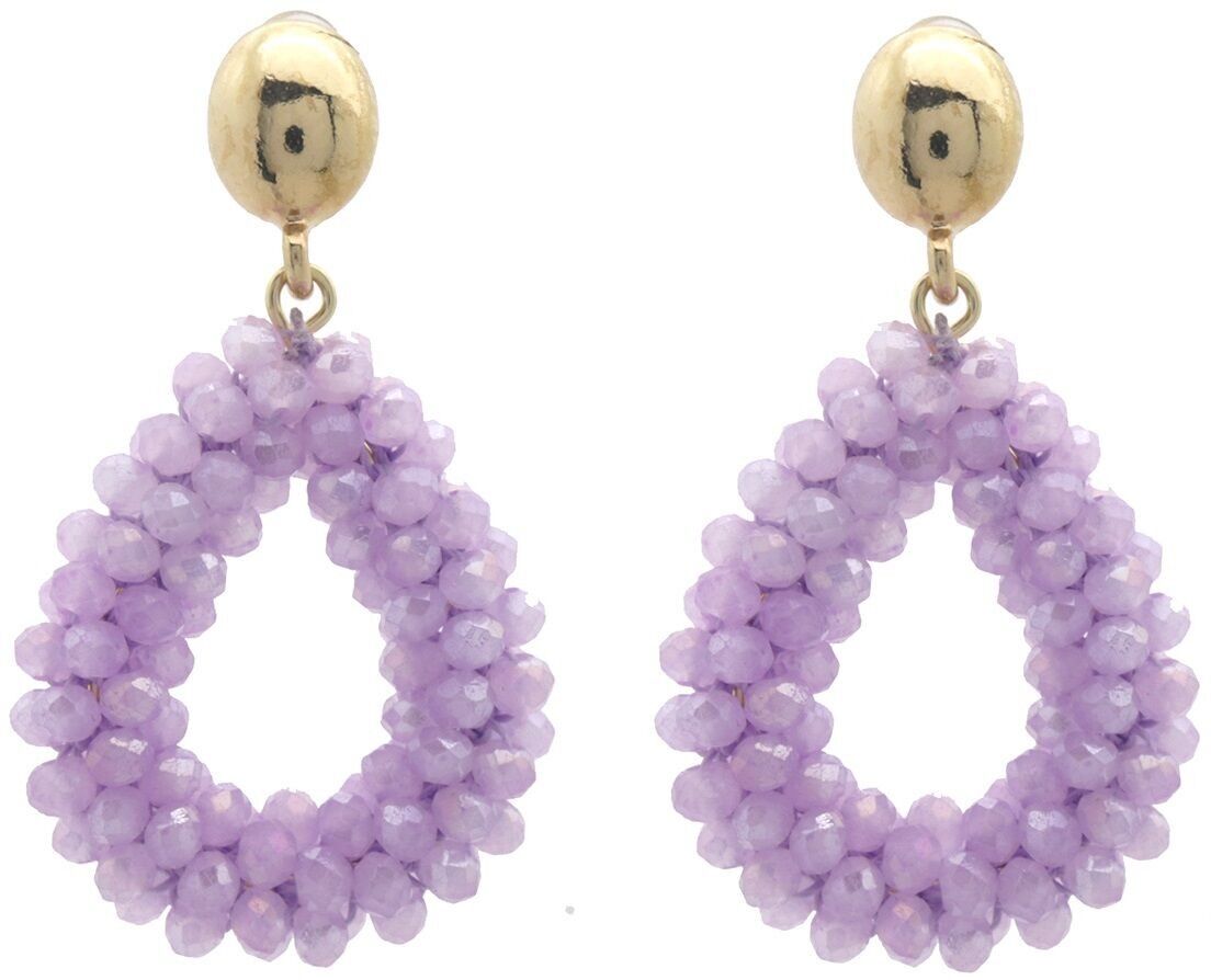 G-B25.1 E007-058-3 Orecchini in vetro sfaccettato 4.5×2.8 cm