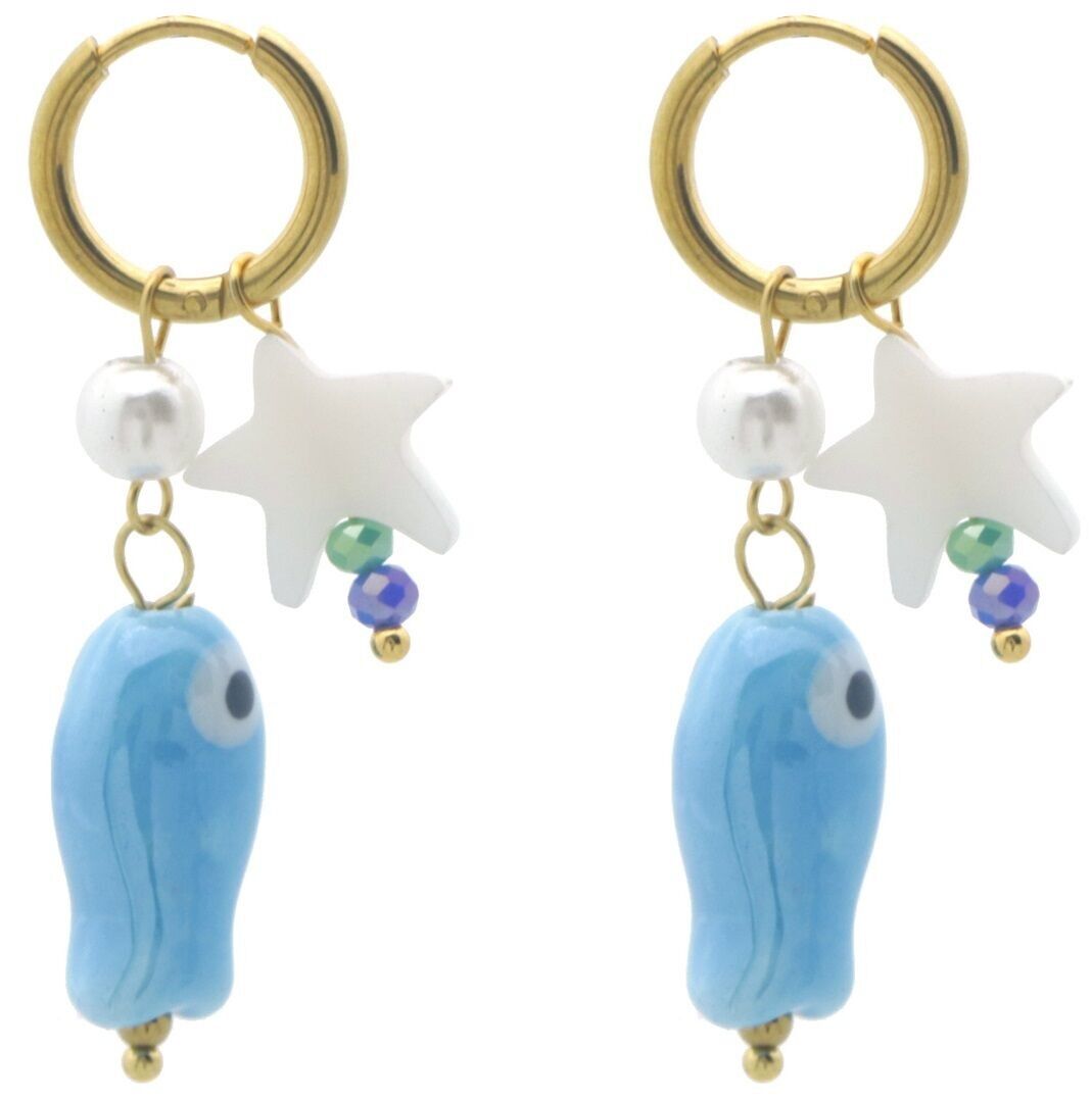 B-B5.4 E936-010G S. Orecchini in acciaio a forma di stella marina 4x1.5cm