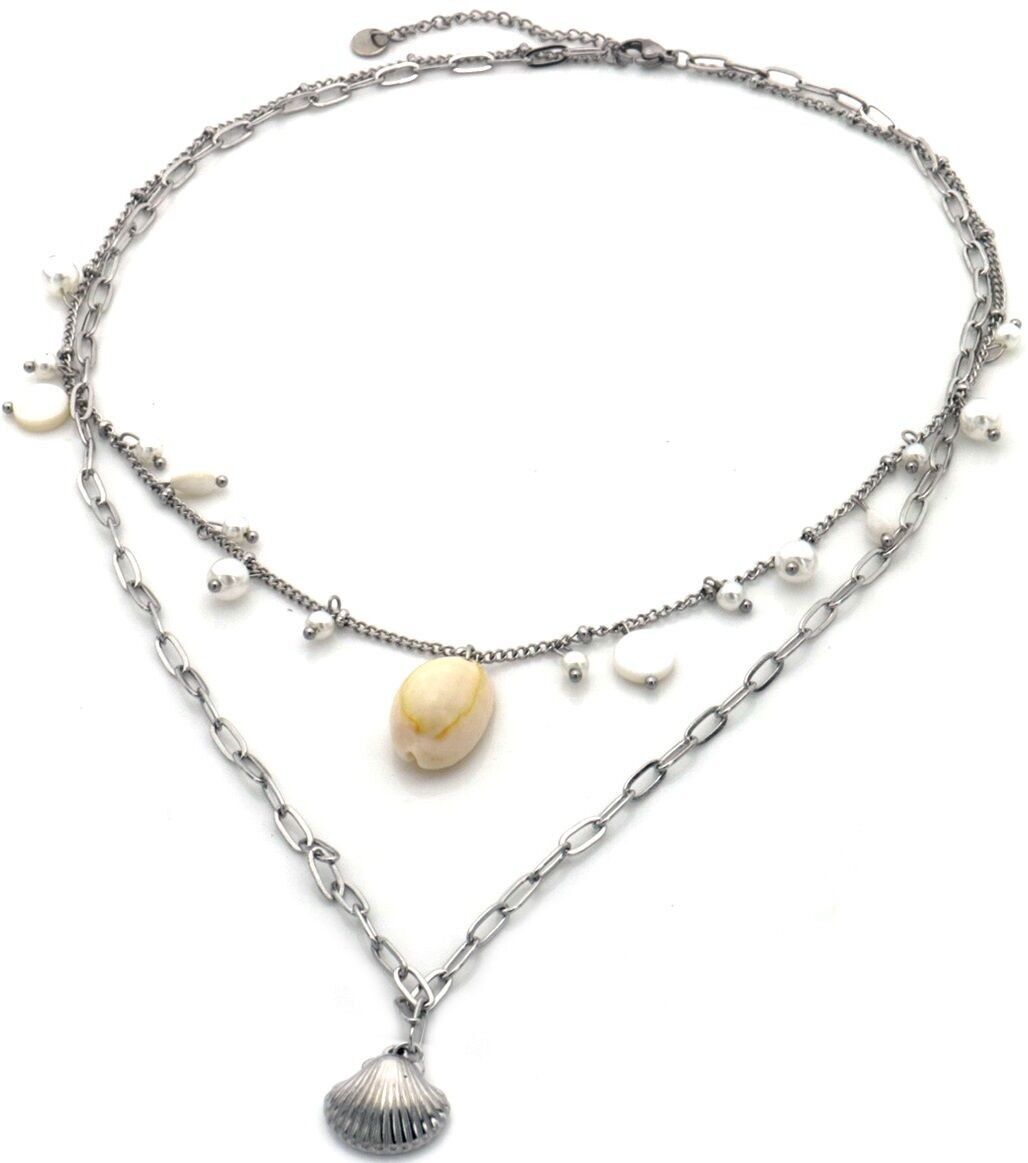 H-D21.3 N936-004S S.Collana in acciaio con conchiglie
